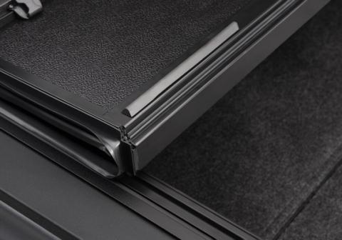 BAKFlip FiberMax Hard Folding Truck Bed Cover Rail Mounts Near Top of Bed Rail Rails Can Be Lowered Using Drop Down Brackets 2022-2026 Toyota Tundra 5 Foot 7 Inch Bed with or without Deck Rail System w/out Trail Special Edition Storage Boxes BAK