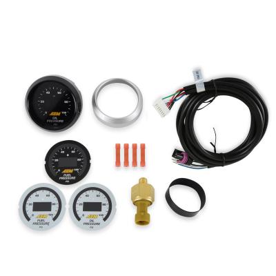 Classic Digital Fuel Pressure Gauge Kit Oil/Fuel Pressure from 0-100 PSI AEM Electronics