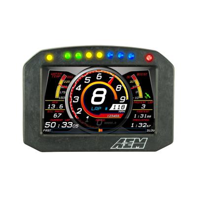 CD-5FG Carbon GPS-Enabled Flat Panel Digital Dash Display 5-inch diagonal screen, carbon fiber enclosure, GPS antenna and wiring harness included, Does Not Include Buttons (See PN 30-3610) AEM Electronics