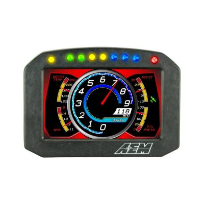 CD-5FG Carbon GPS-Enabled Flat Panel Digital Dash Display 5-inch diagonal screen, carbon fiber enclosure, GPS antenna and wiring harness included, Does Not Include Buttons (See PN 30-3610) AEM Electronics