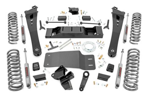 5.0 Inch Dodge Suspension Lift Kit Dual Rate Front and Rear Coil Springs Radius Arms 19-Up Ram 2500 4WD Diesel Rough Country