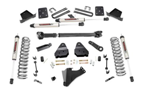 6 Inch Suspension Lift Kit Rear Overload Springs 3.5 inch Axle Diameter w/Front Drive Shaft &amp; V2 Shocks 17-19 F-250/350 4WD Diesel Rough Country