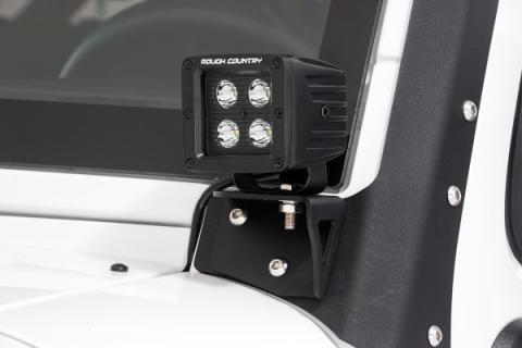 Jeep Lower Windshield Light Mounts 07-18 Wrangler JK For Rough Country 70903, 70903BL, 70804 Rough Country