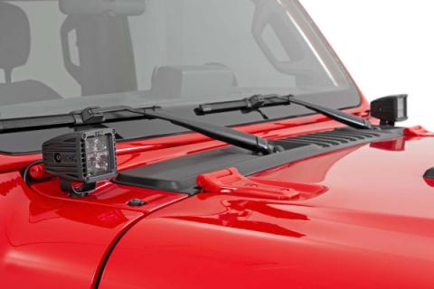 Jeep 2 Inch LED Cube Easy-Mount Kit 18-20 Wrangler JL 20-Up Gladiator-Black Series w/White DRL Rough Country