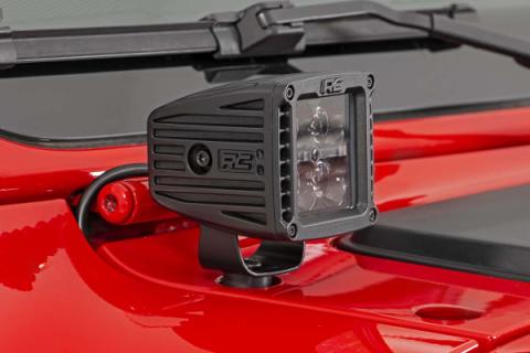 Jeep 2 Inch LED Cube Easy-Mount Kit 18-20 Wrangler JL 20-Up Gladiator-Black Series w/White DRL Rough Country