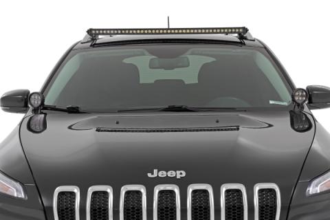 LED Light Kit Ditch Mount 2 Inch Black Pair Flood Jeep KL 14-21 Rough Country