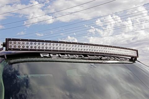50 Inch Curved LED Light Bar Upper Windshield Mounts 07-13 PU/SUV Rough Country