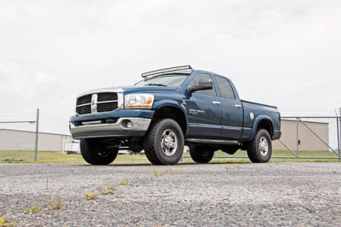 Dodge 54 Inch Curved LED Light Bar Upper Windshield Mounts 02-08 RAM 1500 Rough Country