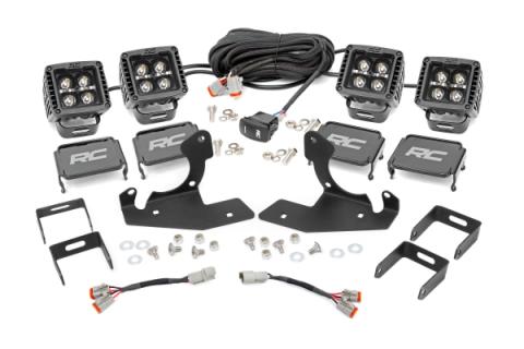 Chevrolet LED Fog Light Kit Black Series w/White DRL 11-14 Silverado HD Rough Country