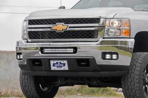 Chevrolet LED Fog Light Kit Black Series w/White DRL 11-14 Silverado HD Rough Country