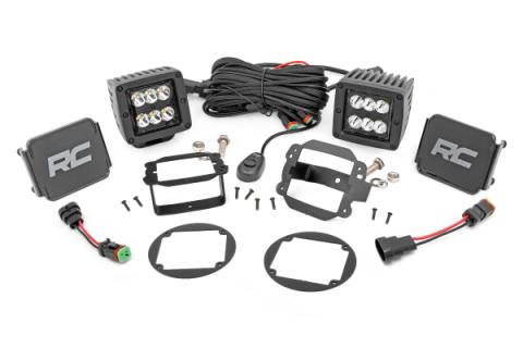 Jeep 2 Inch Cree LED Fog Light Kit Black Series 10-18 Wrangler JK Rough Country