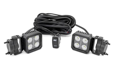 LED Light Pair 2 Inch Square Flood Swivel Mount Rough Country