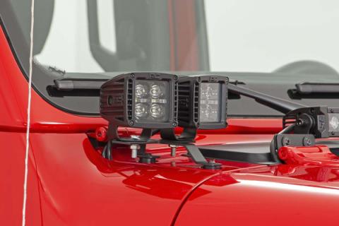 Jeep Quad LED Light Pod Kit -Black Series w/Amber DRL 18-20 JL 20-Up Gladiator Rough Country