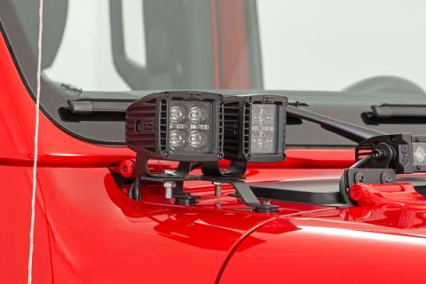 Jeep Quad LED Light Pod KitBlack Series w/White DRL 18-20 JL/20-UP Gladiator Rough Country