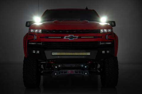 Chevy 2-inch LED Lower Windshield Ditch Kit Black Series w/ White DRL For 19-20 Silverado Rough Country
