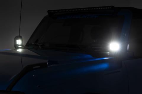 LED Light Ditch Mount 2 Inch Black Series Pair Flood Pattern 21-Up Ford Bronco Rough Country