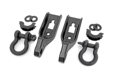 Ford Tow Hook to Shackle Conversion Kit w/D-Ring &amp; Rubber Isolators 09-20 F-150 Rough Country
