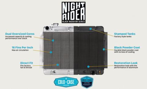 70-81 Camaro Automatic Aluminum Performance Radiator Black Night Rider Series Cold Case Radiators