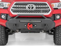 Front Bumper Hybrid with 12000-Lb Pro Series Winch Black Series with White DRL LED Light Bar 16-22 Toyota Tacoma 4WD Rough Country