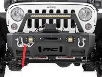 Jeep Front Stubby LED Winch Bumper w/Hoop Chrome Series JK, JL, Gladiator JT Rough Country