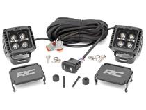 Jeep 2 Inch LED Cube Easy-Mount Kit 18-20 Wrangler JL 20-Up Gladiator-Black Series w/White DRL Rough Country