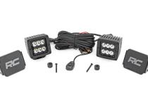 Jeep 2 Inch LED Cube Easy-Mount Kit 18-20 Wrangler JL 20-Up Gladiator-Black Series Rough Country