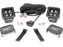 LED Light Kit Ditch Mount 2 Inch Black Pair White DRL  Jeep KL 14-21 Rough Country
