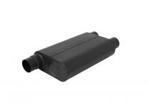 80 Series Chambered Muffler 80 Series Crossflow Stainless Steel 2.50 Offset In 2.50 Dual Out Aggressive Sound Flowmaster