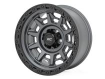 Rough Country 85 Series Wheel Simulated Beadlock Gunmetal Gray/Black 17x9 6x5.5 -12mm Rough Country