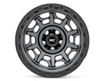 Rough Country 85 Series Wheel Simulated Beadlock Gunmetal Gray/Black 17x9 5x5 -12mm Rough Country
