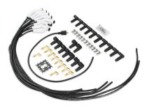 Spark Plug Wire Set Universal 135 Deg White Ceramic Boots 9002C, Spark Plug Wires, Pro Fit Ceramic, Spiral Core, 8Mm, Black, Set ACCEL