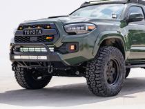 16-Up Tacoma Stealth Bumper 32 Inch LED Bar Combo Beam Bumper Light Bar-Blue-Small 32 Inch Combo Beam with Relocation Mounts Bumper Light Bar Switch No Winch No D-Ring Cali Raised LED
