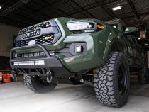 16-Up Tacoma Stealth Bumper 32 Inch LED Bar Spot Beam Bumper Light Bar-Blue-Tall Relocation Mounts Only No Switch No Winch No D-Ring Cali Raised LED