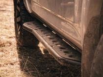 Step Edition Rock Slider For 24-Present Toyota Tacoma/Double Cab Short Bed W/ No Kick Out/Yes (Powdercoat)/Powdercoat Cali Raised LED