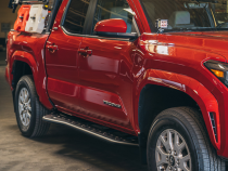 Step Edition Rock Slider For 24-Present Toyota Tacoma/Double Cab Long Bed W/ Kick Out/Yes (Raw Steel)/Raw Steel Cali Raised LED