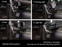 SS3 Cowl LED Bracket Kit for 2018-2021 Jeep JL Wrangler/Gladiator, Yellow Sport