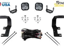 SS3 LED Ditch Light Kit for 2014-2019 Chevrolet Silverado 1500, Sport White Combo Diode Dynamics