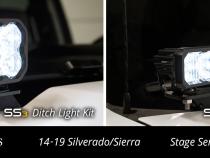 SS3 LED Ditch Light Kit for 2014-2019 GMC Sierra 1500, Pro White Combo Diode Dynamics