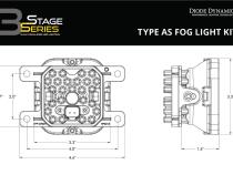 SS3 LED Fog Light Kit for 2010-2018 Ford Transit Connect Yellow SAE Fog Sport w/ Backlight Diode Dynamics
