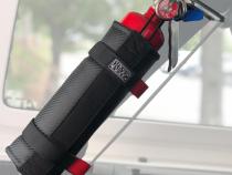 Combo Amerex 2.5 LB Fire Extinguisher PLUS UTV Roll Bar 2.5 LB Fire Extinguisher Holder for padded or non-padded roll Bars Carbon Fiber Vinyl Black HSP Seats