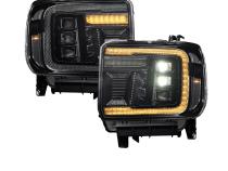 2014-2018 GMC Sierra 1500 and 2015-2019 GMC Sierra 2500/3500 LED Projector Headlights, Amber DRL Pair Form Lighting