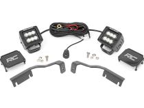 LED Light Kit Ditch Mount 2 Inch Black Pair Flood Nissan Frontier (22-26) Rough Country