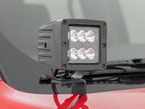 LED Light Kit Ditch Mount 2 Inch Black Pair Flood Nissan Frontier (22-26) Rough Country