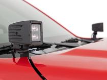 LED Light Kit Ditch Mount 2 Inch Black Pair Flood Nissan Frontier (22-26) Rough Country