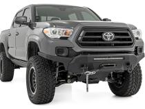 Front Bumper High Clearance Hybrid with 9500 Lb Pro Series Winch Synthetic Rope and 20 LED Light Bar 16-22 Toyota Tacoma Rough Country