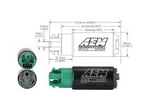 340LPH E85-Compatible High Flow In-Tank Fuel Pump 65mm Body w/Hooks Offset Inlet/340LPH at40psi/Not application specific AEM Electronics