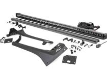Jeep 50-Inch Straight LED Light Bar Upper Windshield Kit w/ Single-Row Black Series LED 20-Up Gladiator JT 18-20 Wrangler JL Rough Country