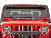 Jeep 50-Inch Straight LED Light Bar Upper Windshield Kit w/ Single-Row Black Series LED 20-Up Gladiator JT 18-20 Wrangler JL Rough Country
