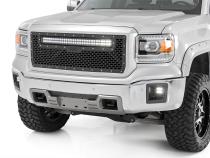 Sierra Mesh Grille w/30 Inch Dual Row Black Series LED 14-15 Sierra 1500 Rough Country