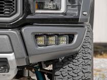 Ford Triple LED Fog Light Kit Black Series w/Amber DRL 17-19 F-150 Raptor Rough Country